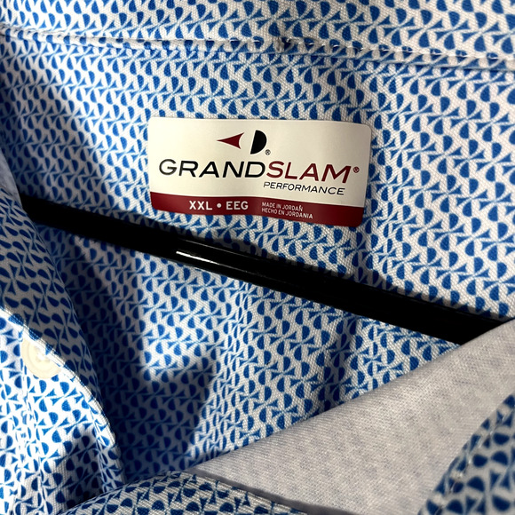 Grand Slam Shirt Mens 2XL Blue Polo Stripe Short Sleeve Golf Performance - Picture 4 of 7
